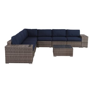 Living Source International 10-Piece Sectional Set with Cushions in Navy Blue