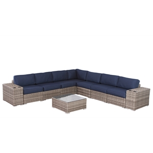 Living Source International 10-Piece Wicker / Rattan Sectional Set in Navy