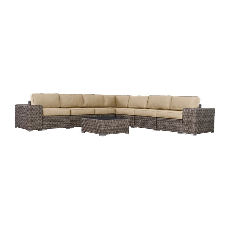Living Source International 10-Piece Wicker / Rattan Outdoor Sofa Set in Beige