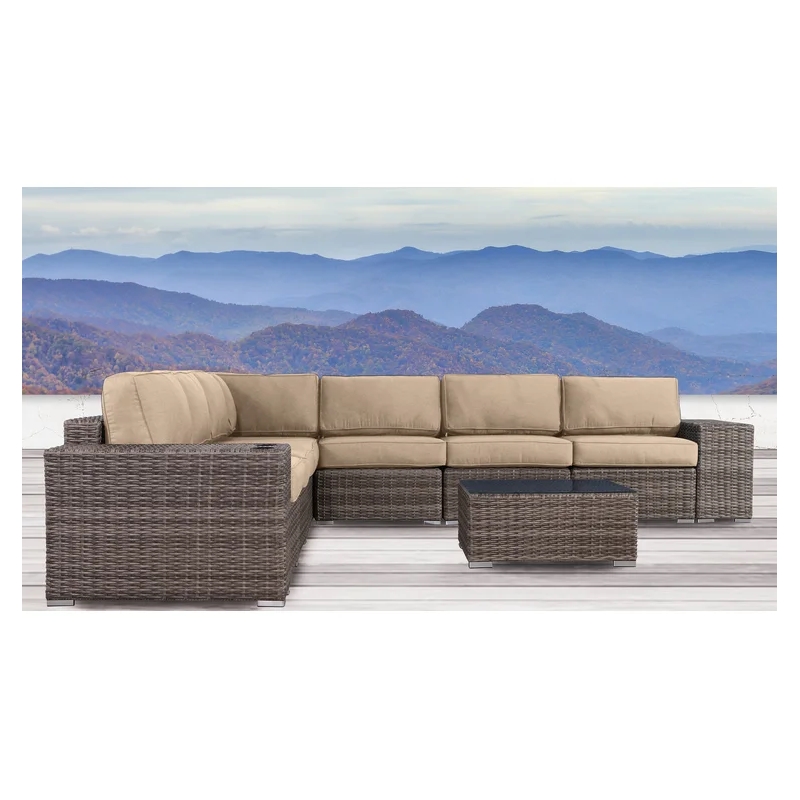 Living Source International 10-Piece Wicker / Rattan Outdoor Sofa Set in Beige