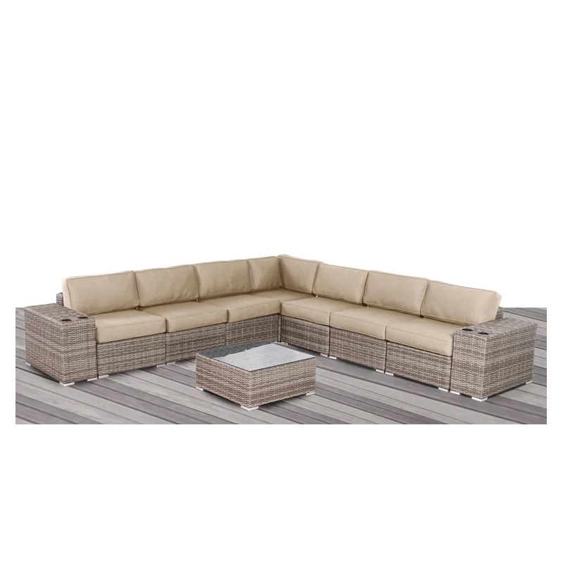 Living Source International 10-Piece Wicker / Rattan Outdoor Sofa Set in Beige
