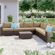 Living Source International 10-Piece Wicker / Rattan Outdoor Sofa Set in Beige