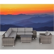 Living Source International 9-Piece Wicker / Rattan Sectional Set in Gray