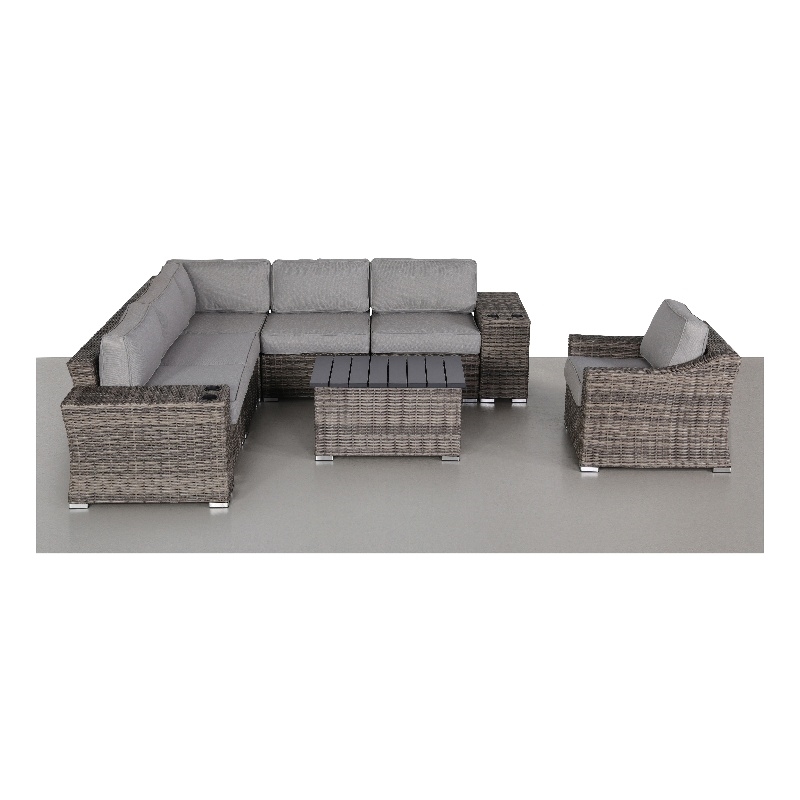 Living Source International 9-Piece Wicker / Rattan Sectional Set in Gray