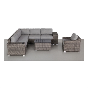 Living Source International 9-Piece Wicker / Rattan Sectional Set in Gray