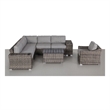 Living Source International 9-Piece Wicker / Rattan Sectional Set in Gray