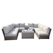 Living Source Intl 10-Piece Wicker / Rattan Sectional Set w/Cup Table in Gray