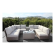 Living Source Intl 10-Piece Wicker / Rattan Sectional Set w/Cup Table in Gray