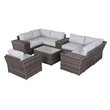 Living Source International 11-Piece Sectional Set w/Cushion in Brown/Gray
