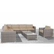 Living Source International 10-Piece Wicker Sectional Set with Cushions in Beige