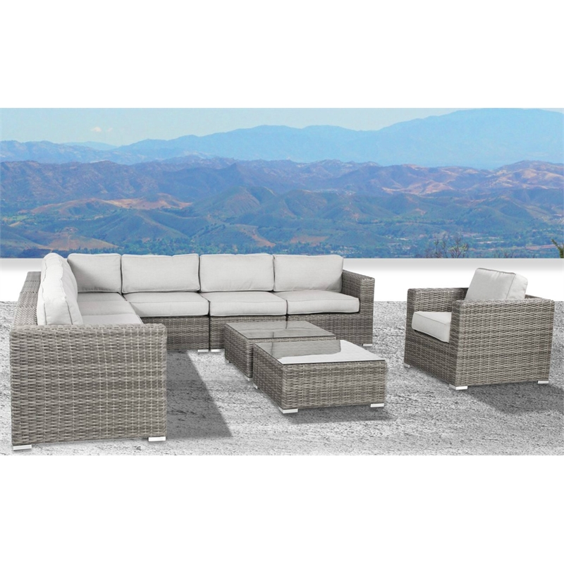 Living Source International 10-Piece Sectional Set with Cushions in Gray