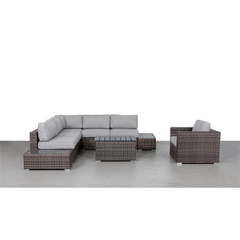 Living Source International 9-Piece Sectional Set plus Cushions in Espresso