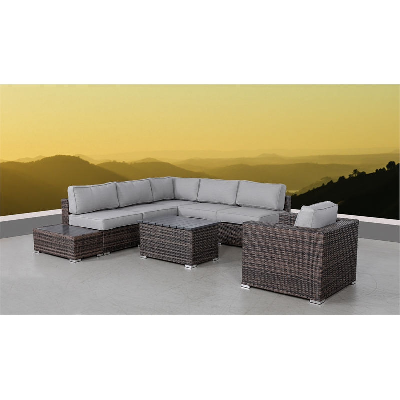 Living Source International 9-Piece Sectional Set plus Cushions in Espresso