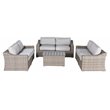 Living Source International 7-Piece Modern Rattan Sofa Set with Cushions in Gray