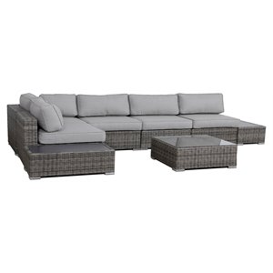 Living Source International 8-piece Rattan Sectional Set w/Cushions in Gray