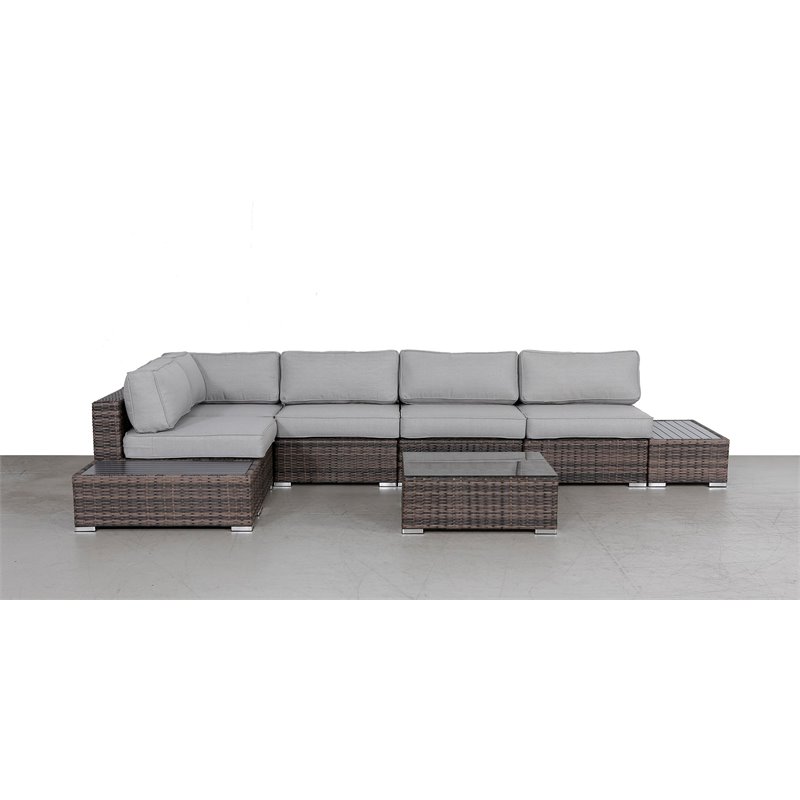 Living Source International 8-piece Sectional Set with Cushion in Espresso