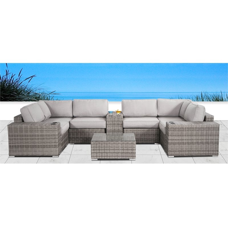 Living Source International 10-Piece Sectional Seating Set with Cushions in Gray
