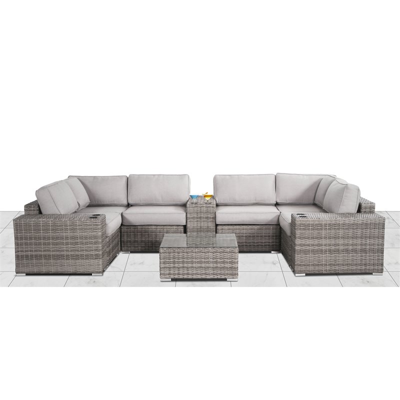 Living Source International 10-Piece Sectional Seating Set with Cushions in Gray