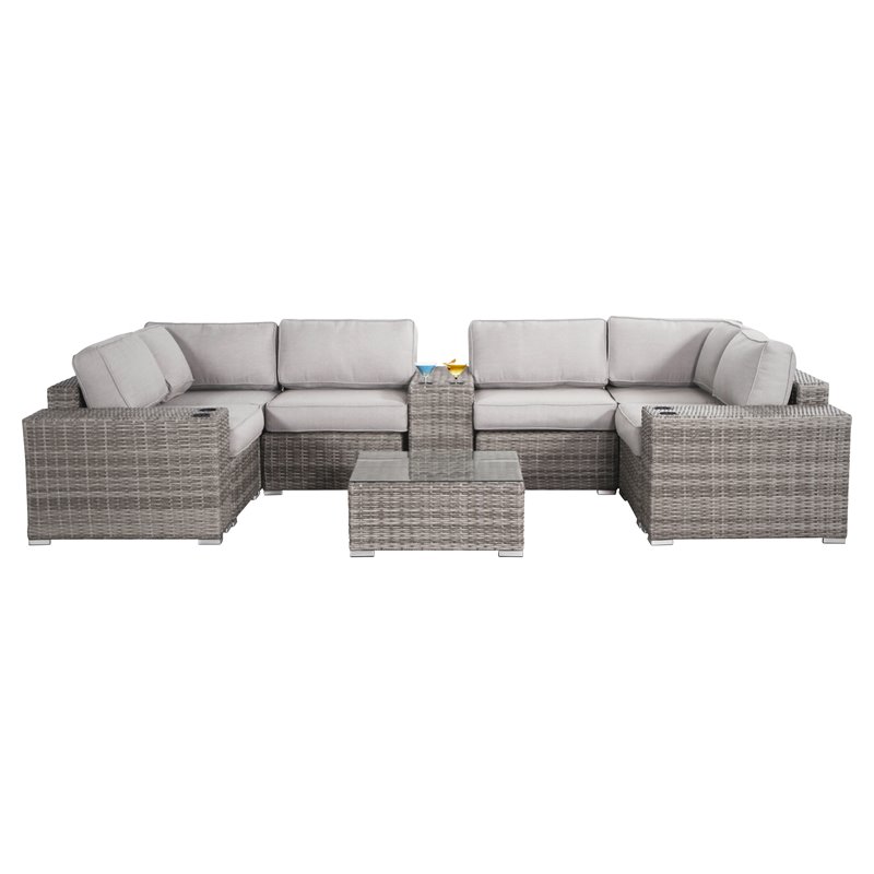 Living Source International 10-Piece Sectional Seating Set with Cushions in Gray
