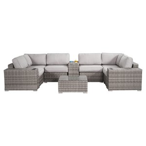 Living Source International 10-Piece Sectional Seating Set with Cushions in Gray