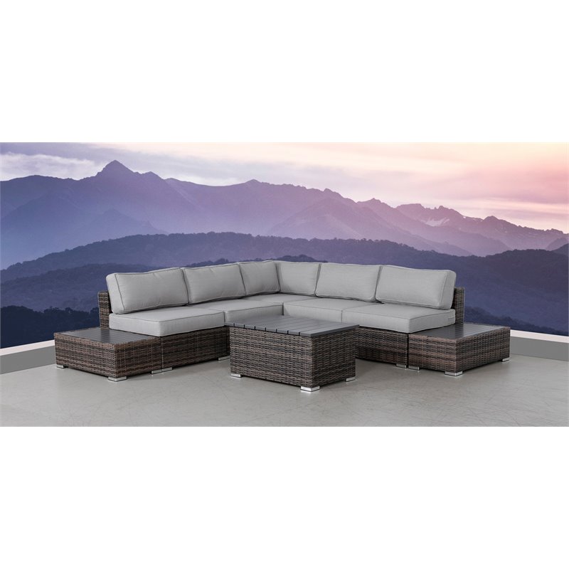 Living Source International 8-piece Sectional Set plus Cushions in Espresso