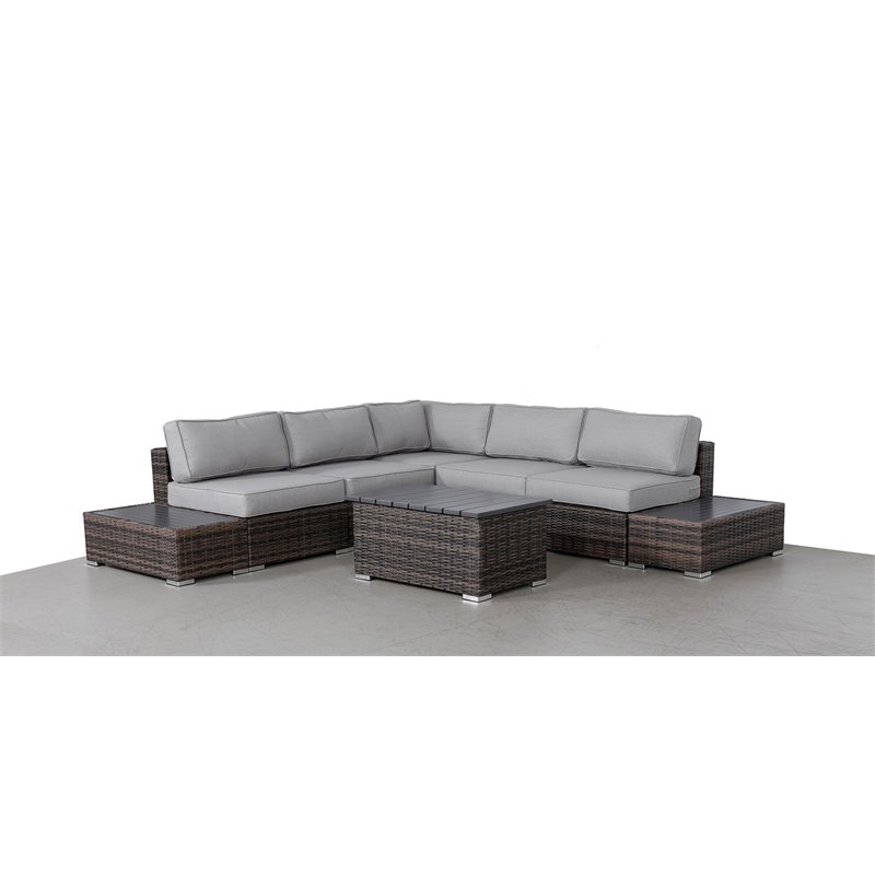 Living Source International 8-piece Sectional Set plus Cushions in Espresso