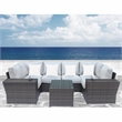 Living Source International 9-Piece Sectional Set with Cup Table in Espresso