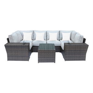Living Source International 9-Piece Sectional Set with Cup Table in Espresso