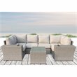 Living Source International 9-Piece Wicker Sectional Set with Cushion in Beige