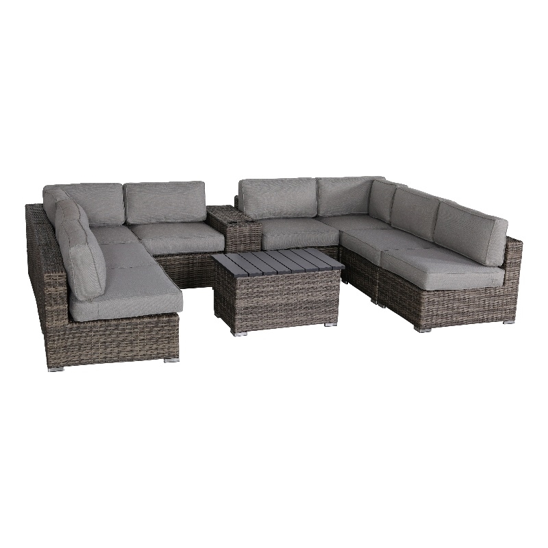 Living Source International 10-PC Wicker / Rattan Outdoor Sectional Set in Gray