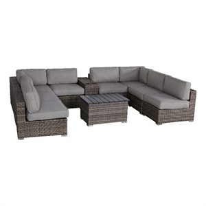 Living Source International 10-PC Wicker / Rattan Outdoor Sectional Set in Gray
