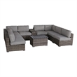 Living Source International 10-PC Wicker / Rattan Outdoor Sectional Set in Gray