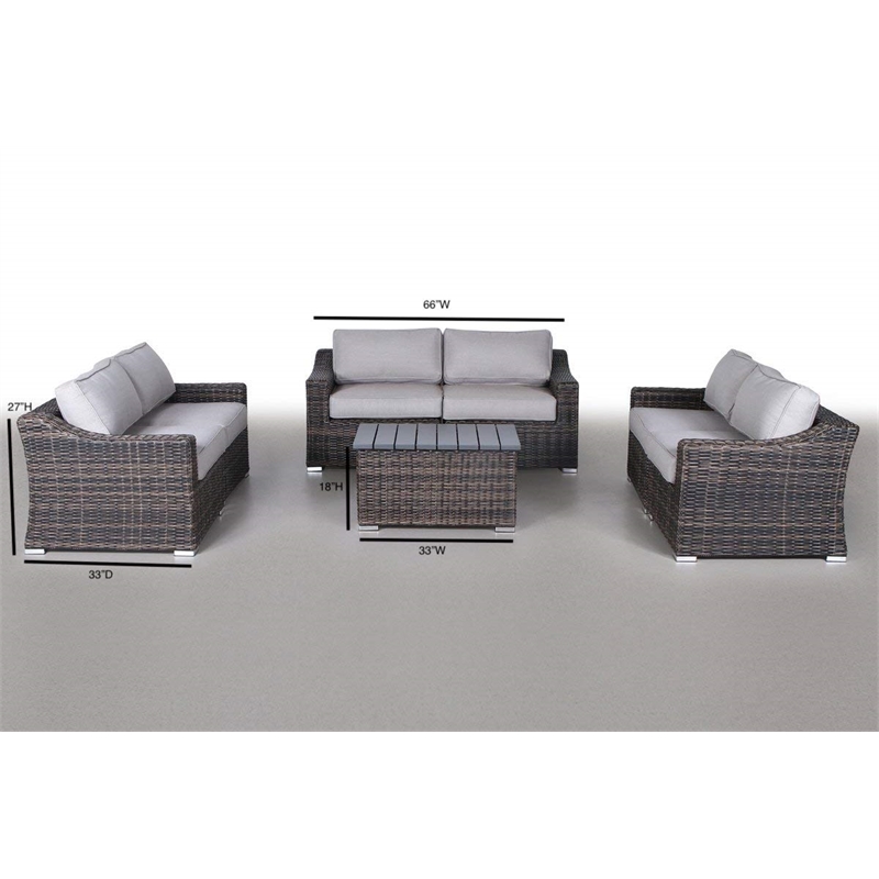Living Source International 7-Piece Sofa Set with Cushions in Espresso/Gray