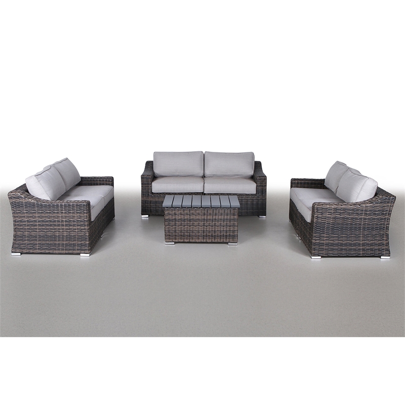 Living Source International 7-Piece Sofa Set with Cushions in Espresso/Gray