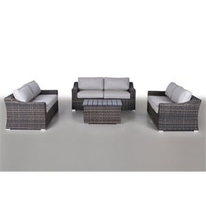 Living Source International 7-Piece Sofa Set with Cushions in Espresso/Gray