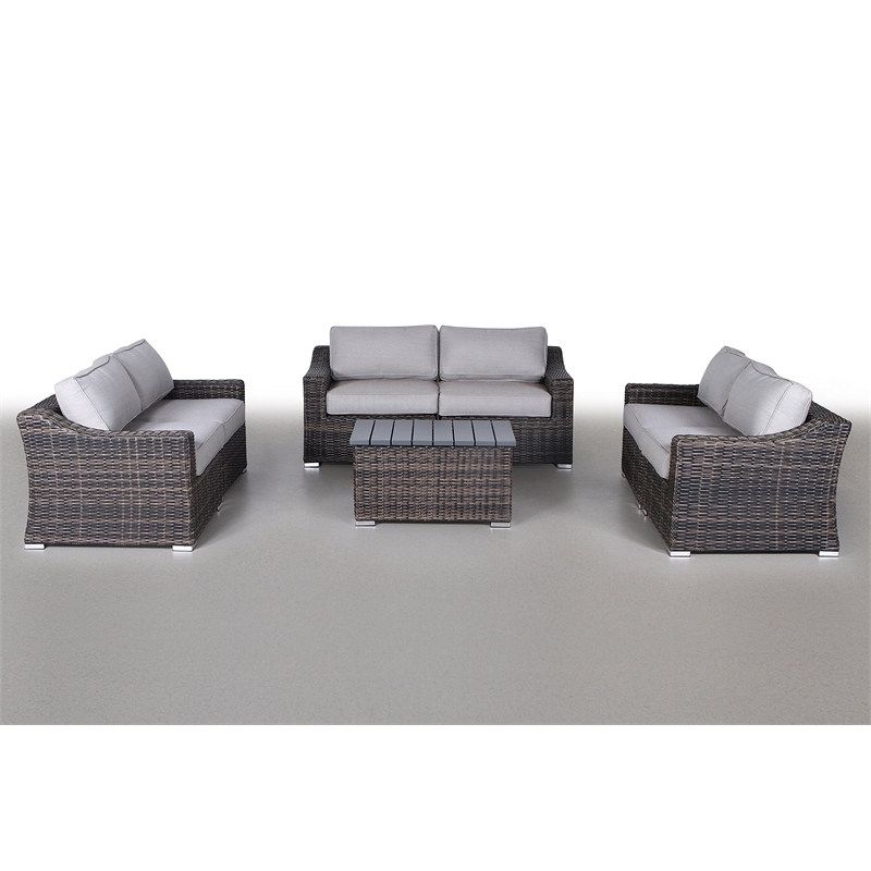 Living Source International 7-Piece Sofa Set with Cushions in Espresso/Gray