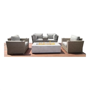 Living Source International 6-Piece Wicker / Rattan Sectional Set in Gray Finish