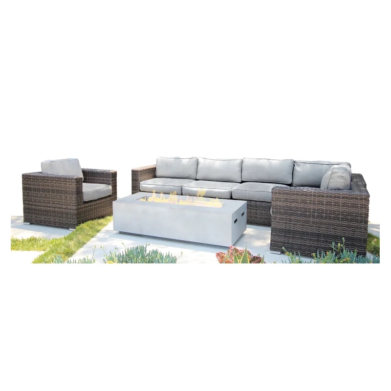 Living Source 7-Piece Wicker / Rattan Sectional Set w/ Cushion in Espresso