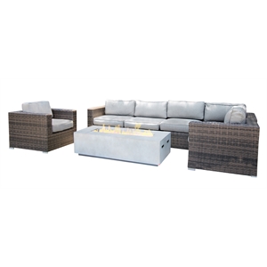 Living Source 7-Piece Wicker / Rattan Sectional Set w/ Cushion in Espresso