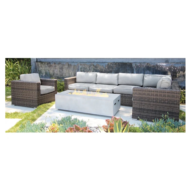 Living Source 7-Piece Wicker / Rattan Sectional Set w/ Cushion in Espresso