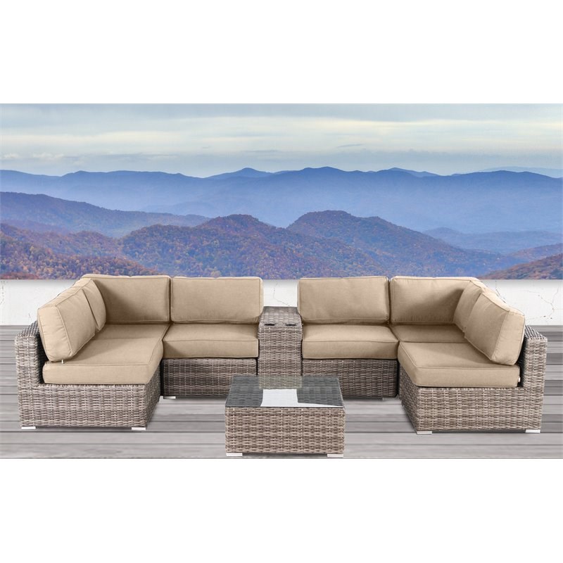 Living Source International 8-Piece Sectional Set w/Cushions in Beige