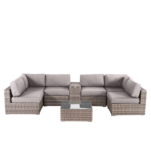 Living Source International 8-Piece Wicker / Rattan Sectional Set in Taupe/Gray
