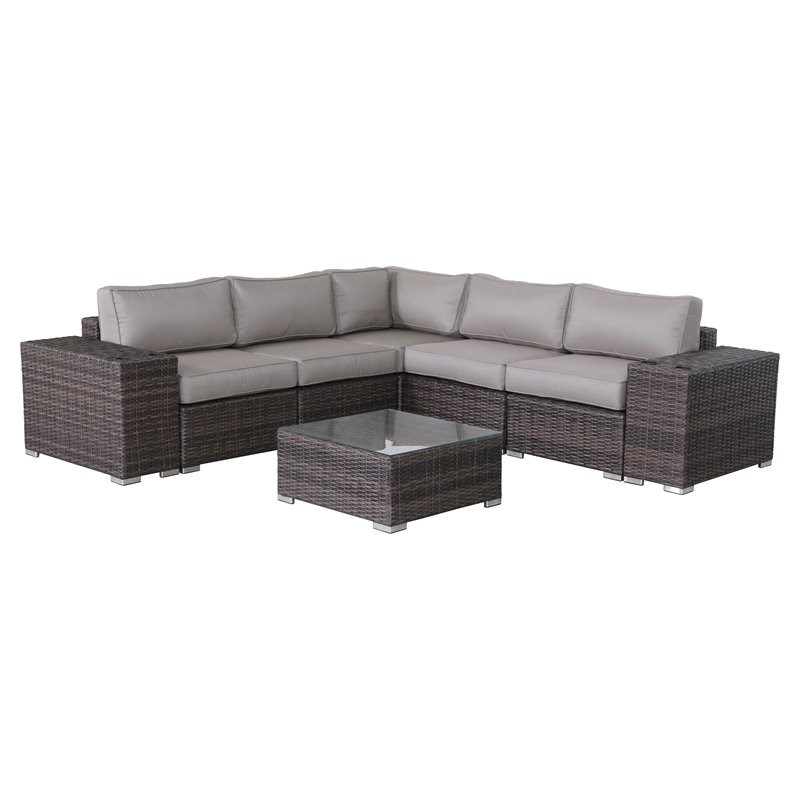 Living Source International 8-piece Wicker / Rattan Sectional Set in Brown