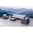 Living Source International 7-Piece Rattan Sectional Set w/Cushions in Black