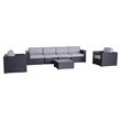 Living Source International 7-Piece Rattan Sectional Set w/Cushions in Black