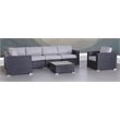 Living Source International 7-Piece Rattan Sectional Set with Cushion in Black