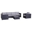 Living Source International 7-Piece Rattan Sectional Set with Cushion in Black