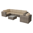 Living Source International 7-Piece Wicker / Rattan Sectional Set in Beige