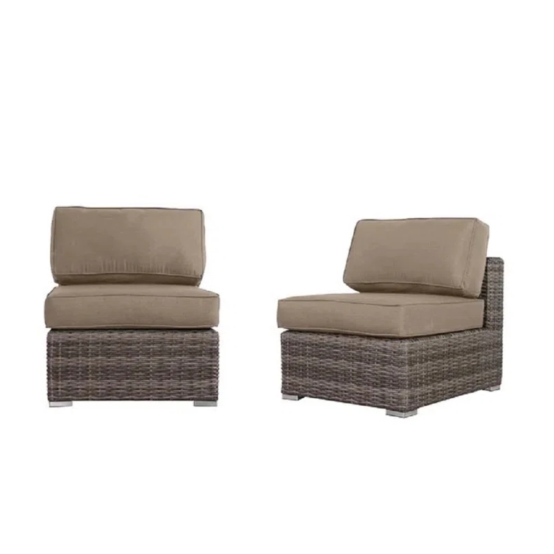 Living Source International 7-Piece Wicker / Rattan Sectional Set in Beige