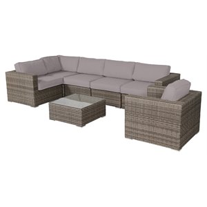 Living Source International 7-Piece Wicker / Rattan Sectional Set in Taupe Gray